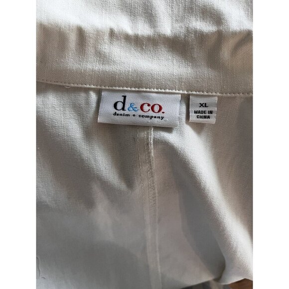 Denim & Co. Stretch Twill Jacket Contrast Stitch Detail Size XL White/Ivory - Picture 8 of 9
